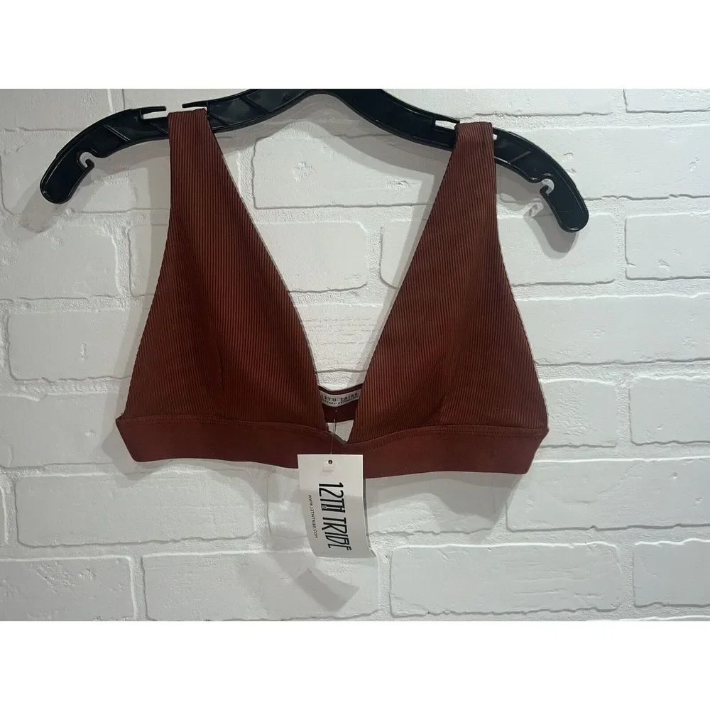 NWT! - 12TH TRIBE RIVER Rylie Rust Ribbed Bralette Tops super cute size LARGE - Picture 5 of 8